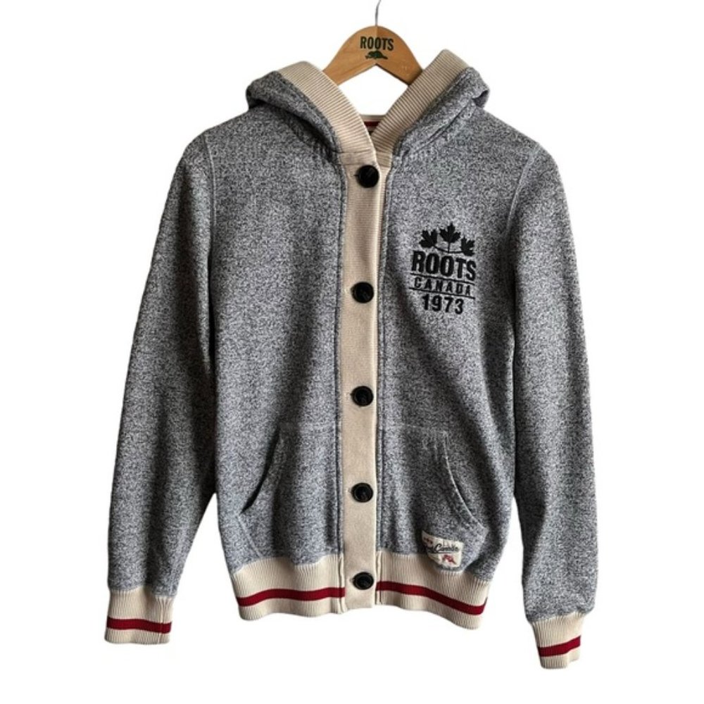 Roots Hoodie Size Small Gray Red Ivory Canada 1973 - Picture 3 of 9